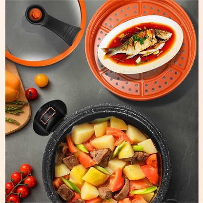 Micro Pressure Cooker 8L Nonstick Stone Cooking Pot with Lock Lid