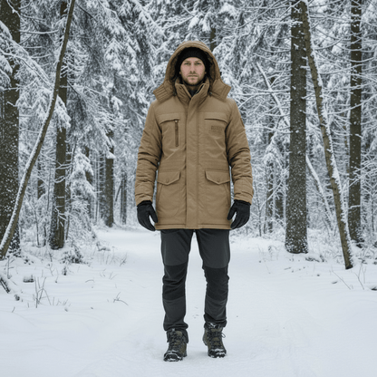 Winter Jacket Men's Fleece Lined Windproof Hooded Parka Coat