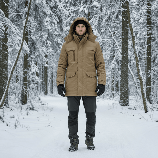 Winter Jacket Men's Fleece Lined Windproof Hooded Parka Coat